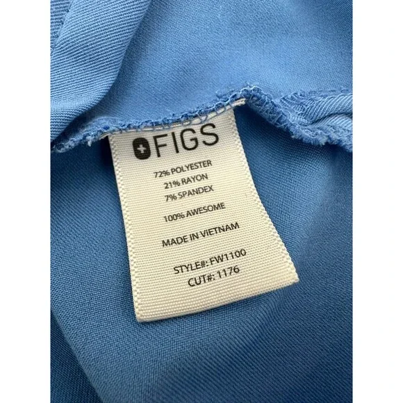 FIGS Technical Collection Womens Scrub Top Size S Blue Short Sleeve V Neck Stain - Picture 10 of 11